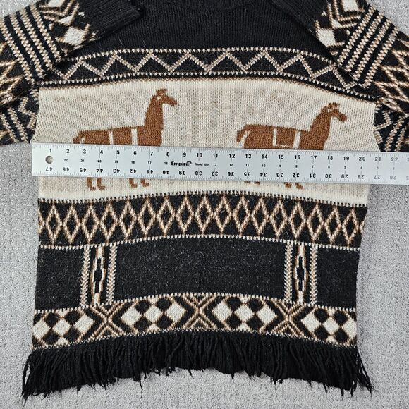 Zara Fancy‎ Collection Girls Alpaca Print Turtleneck Knit Sweater Fringed - Picture 4 of 8